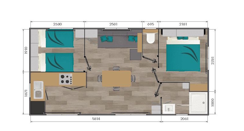 Mobile Homes 2 chambres Plan